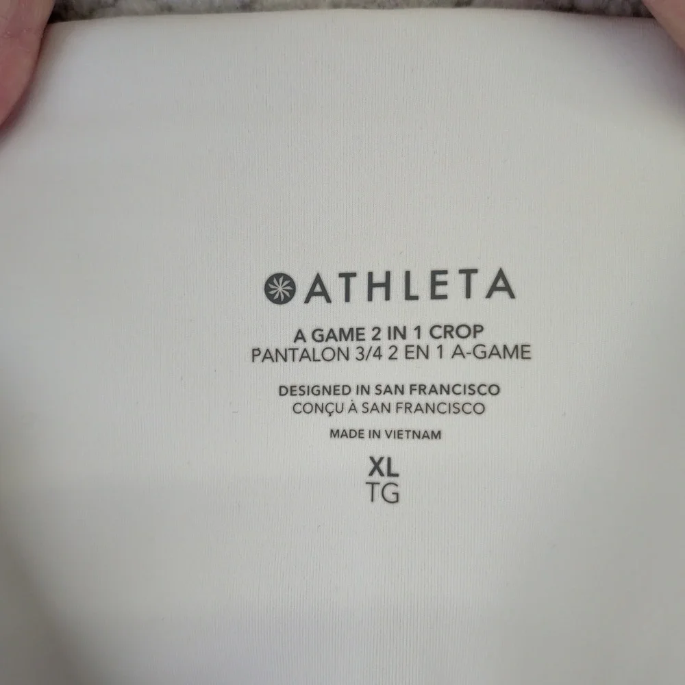 Athleta A Game 2 In 1 Crop Skirt‎ Leggings White Skapri XL 566735-01